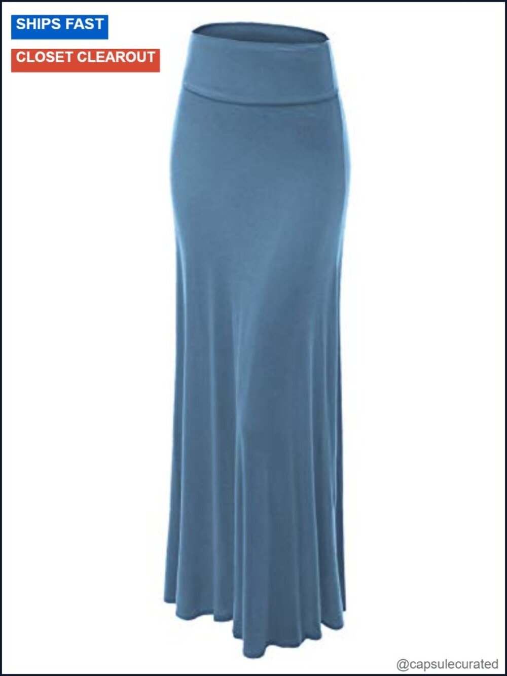 Women's High Waist Fold Over Flowy Long Maxi Skirt